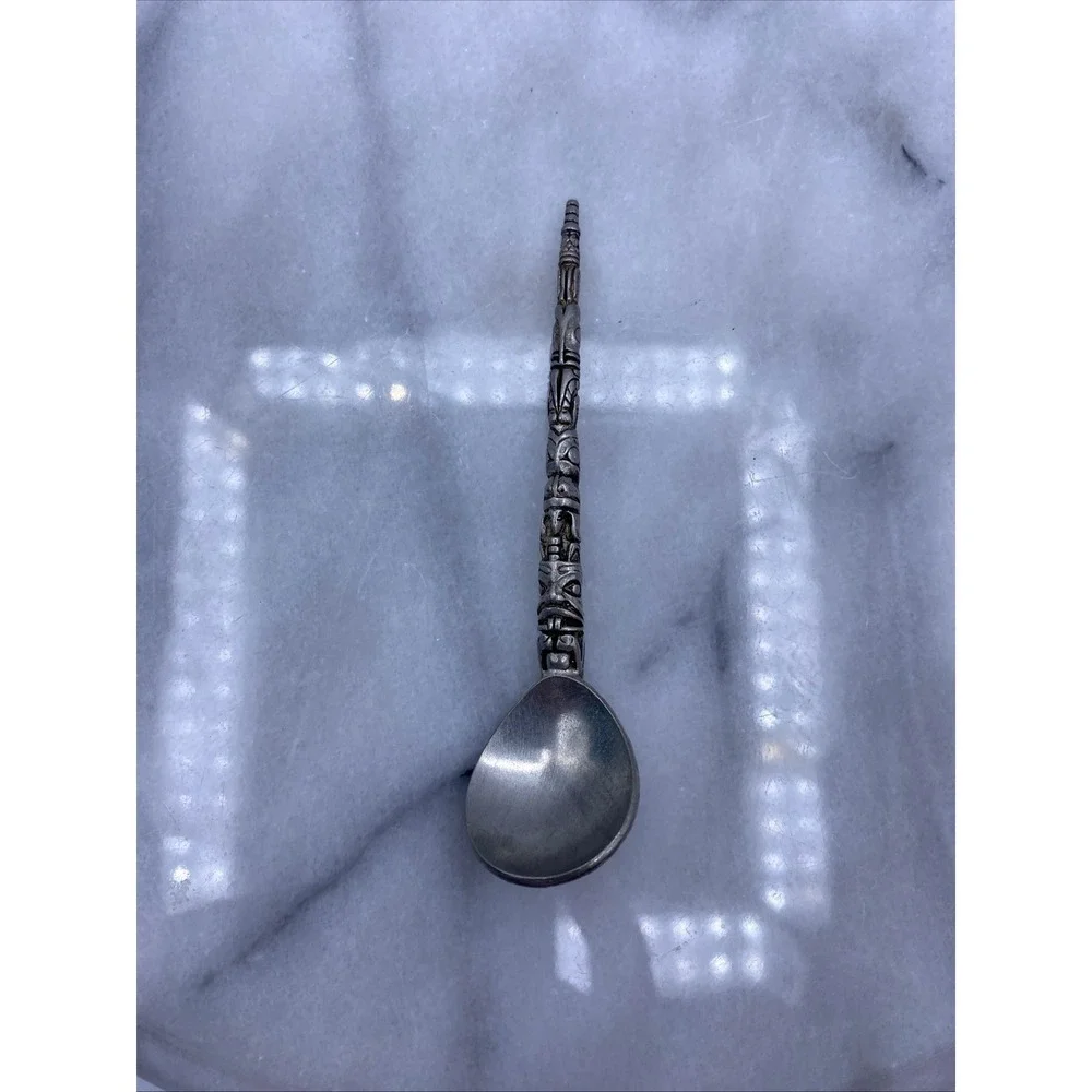 Vintage Boma Canada Totem Pole Souvenir Spoon Silver Pewter Indigenous Artisan